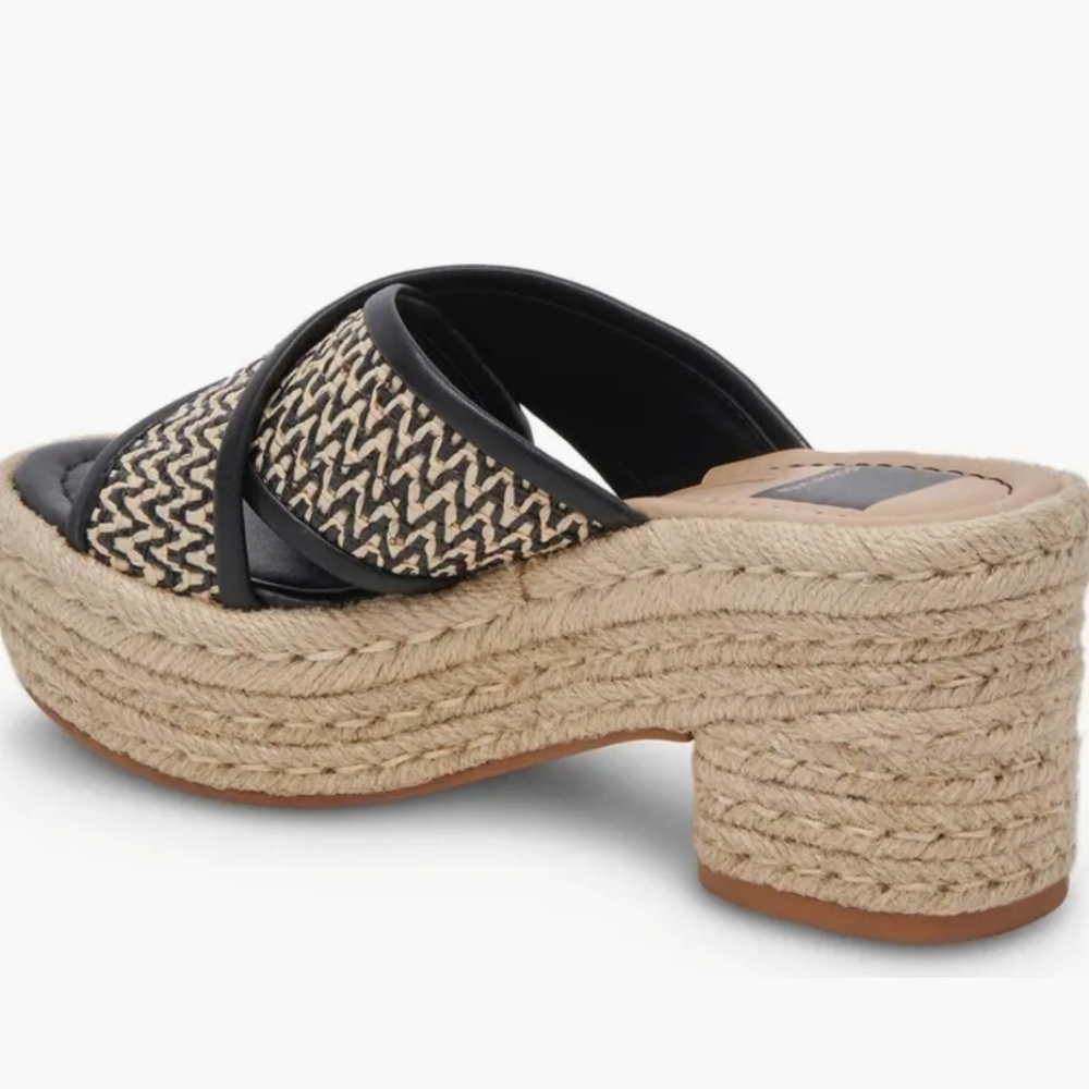 🖤🔹️Dolce Vita 🔹️ Black White Eldora Espadrille Heel Sandals Size 9.5 - Picture 4 of 6